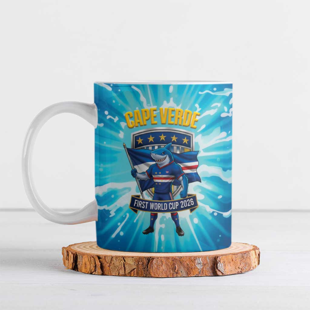 Blue Shark Cape Verde Football Ceramic Mug First World Cup 2026