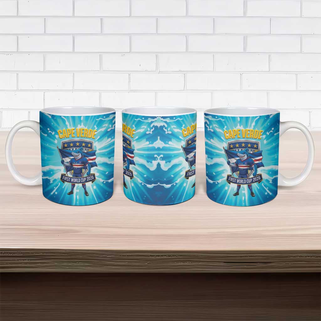 Blue Shark Cape Verde Football Ceramic Mug First World Cup 2026