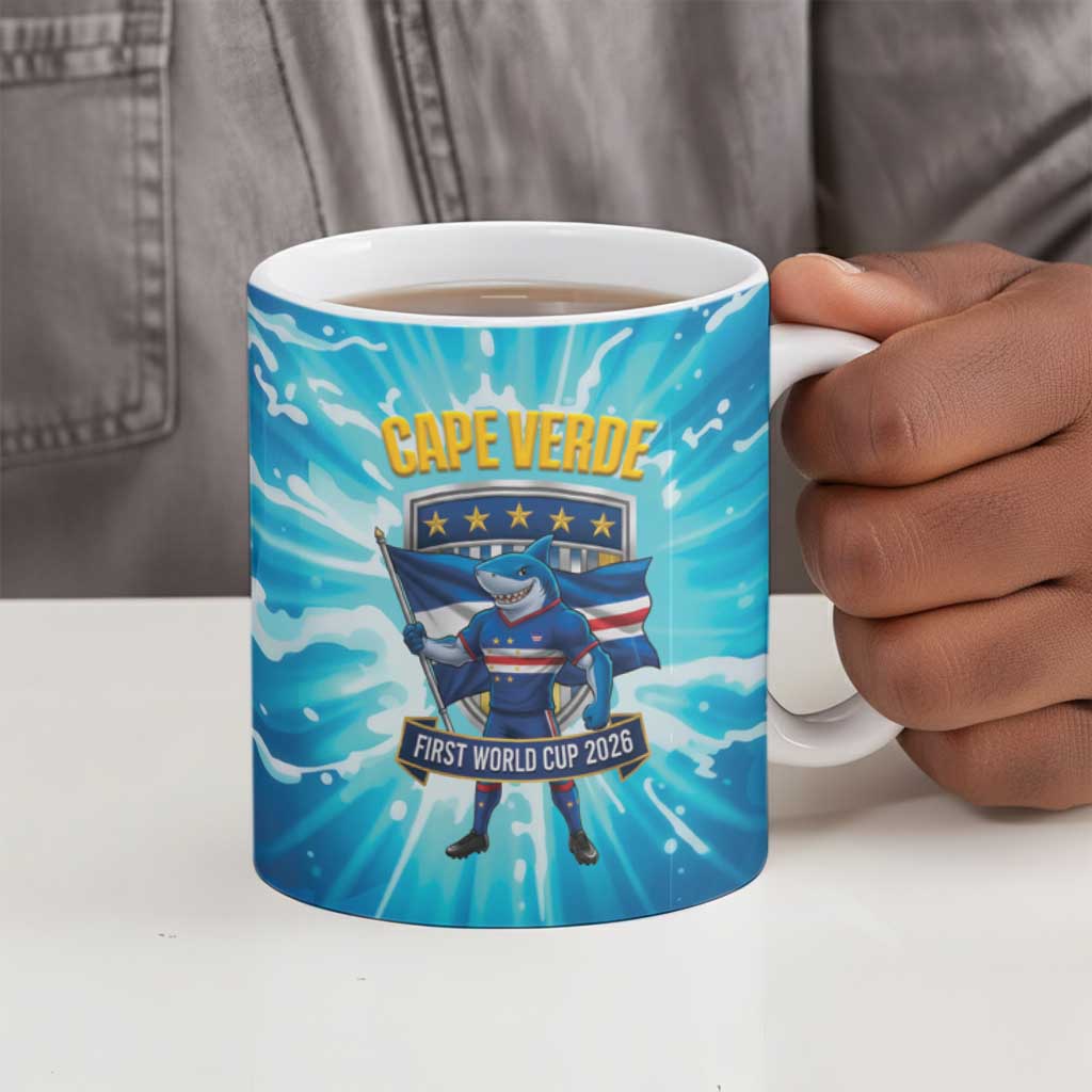 Blue Shark Cape Verde Football Ceramic Mug First World Cup 2026