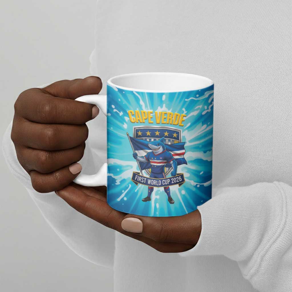 Blue Shark Cape Verde Football Ceramic Mug First World Cup 2026