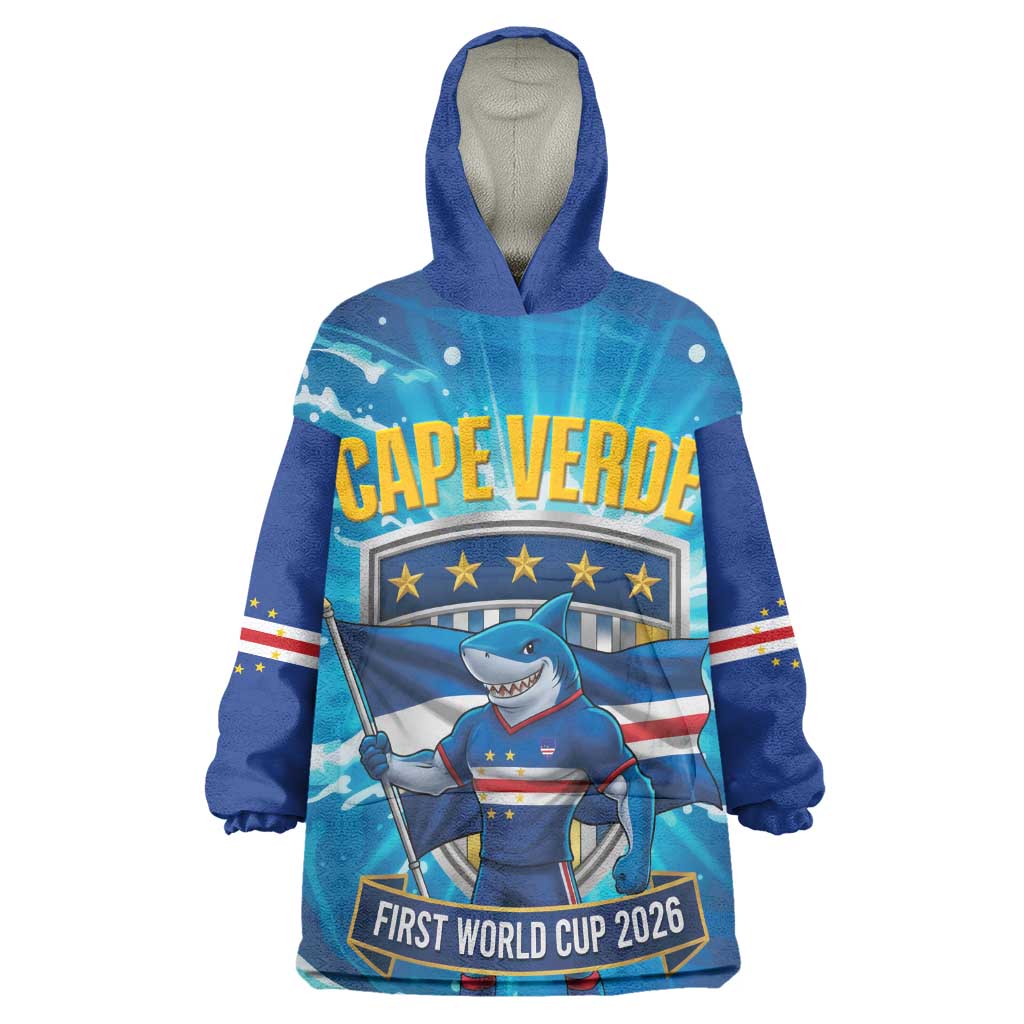 Blue Shark Cape Verde Football Kid Wearable Blanket Hoodie First World Cup 2026 - African Pride