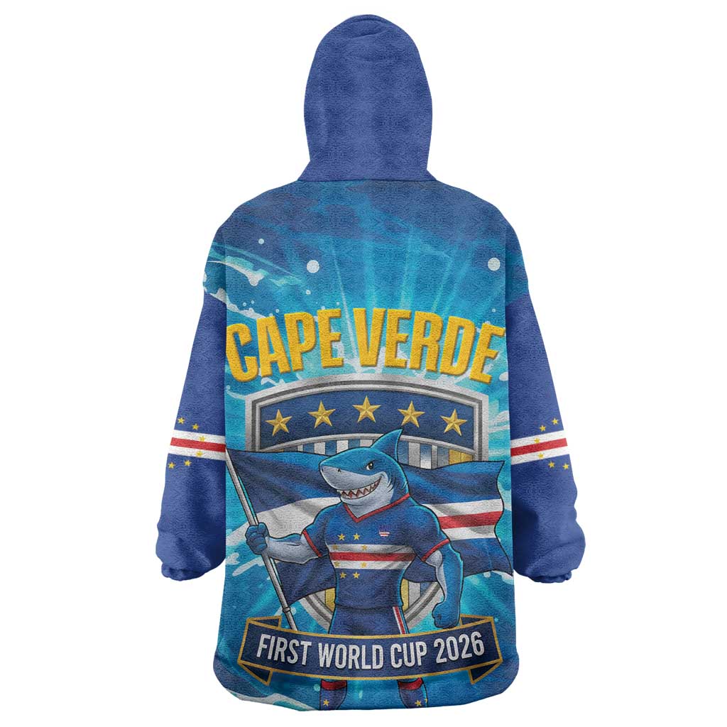 Blue Shark Cape Verde Football Kid Wearable Blanket Hoodie First World Cup 2026 - African Pride