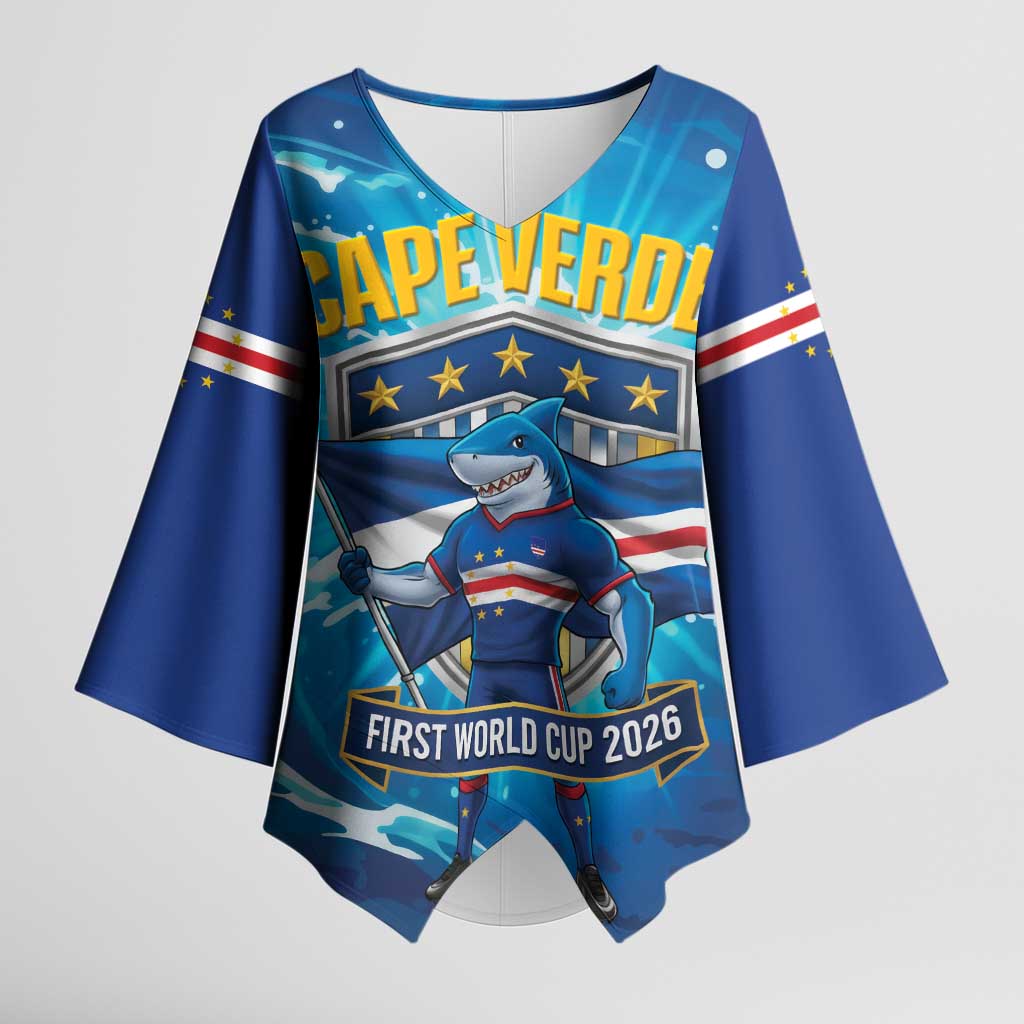Blue Shark Cape Verde Football Kimono Sleeve Blouse First World Cup 2026