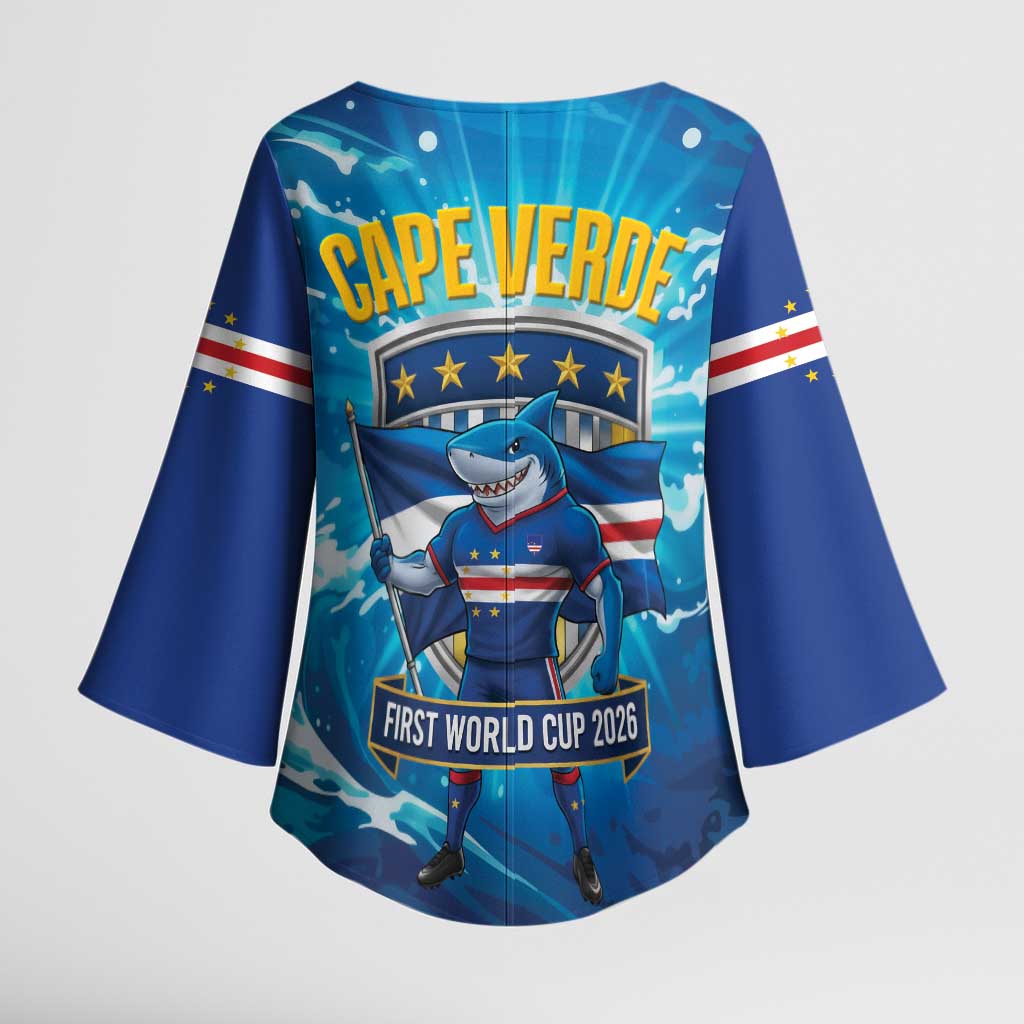 Blue Shark Cape Verde Football Kimono Sleeve Blouse First World Cup 2026