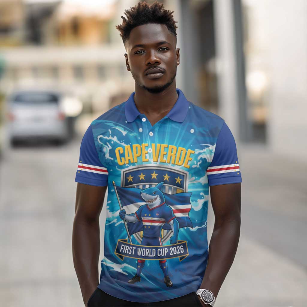 Blue Shark Cape Verde Football Polo Shirt First World Cup 2026 - African Pride