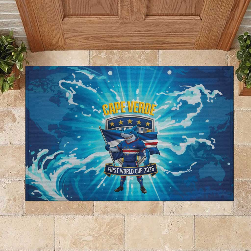 Blue Shark Cape Verde Football Rubber Doormat First World Cup 2026 - African Pride
