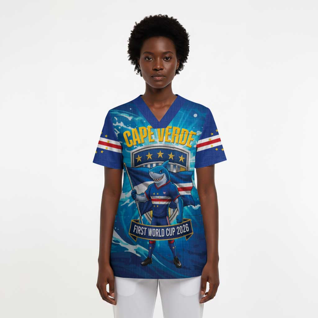 Blue Shark Cape Verde Football Scrub Top First World Cup 2026 - African Pride