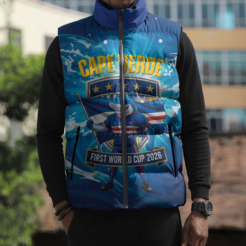 Blue Shark Cape Verde Football Sleeveless Puffer Jacket First World Cup 2026