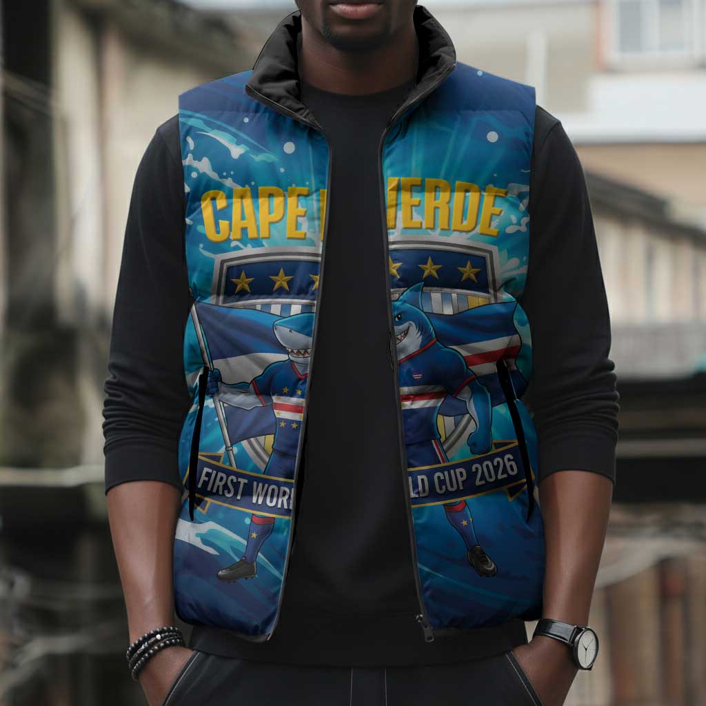 Blue Shark Cape Verde Football Sleeveless Puffer Jacket First World Cup 2026