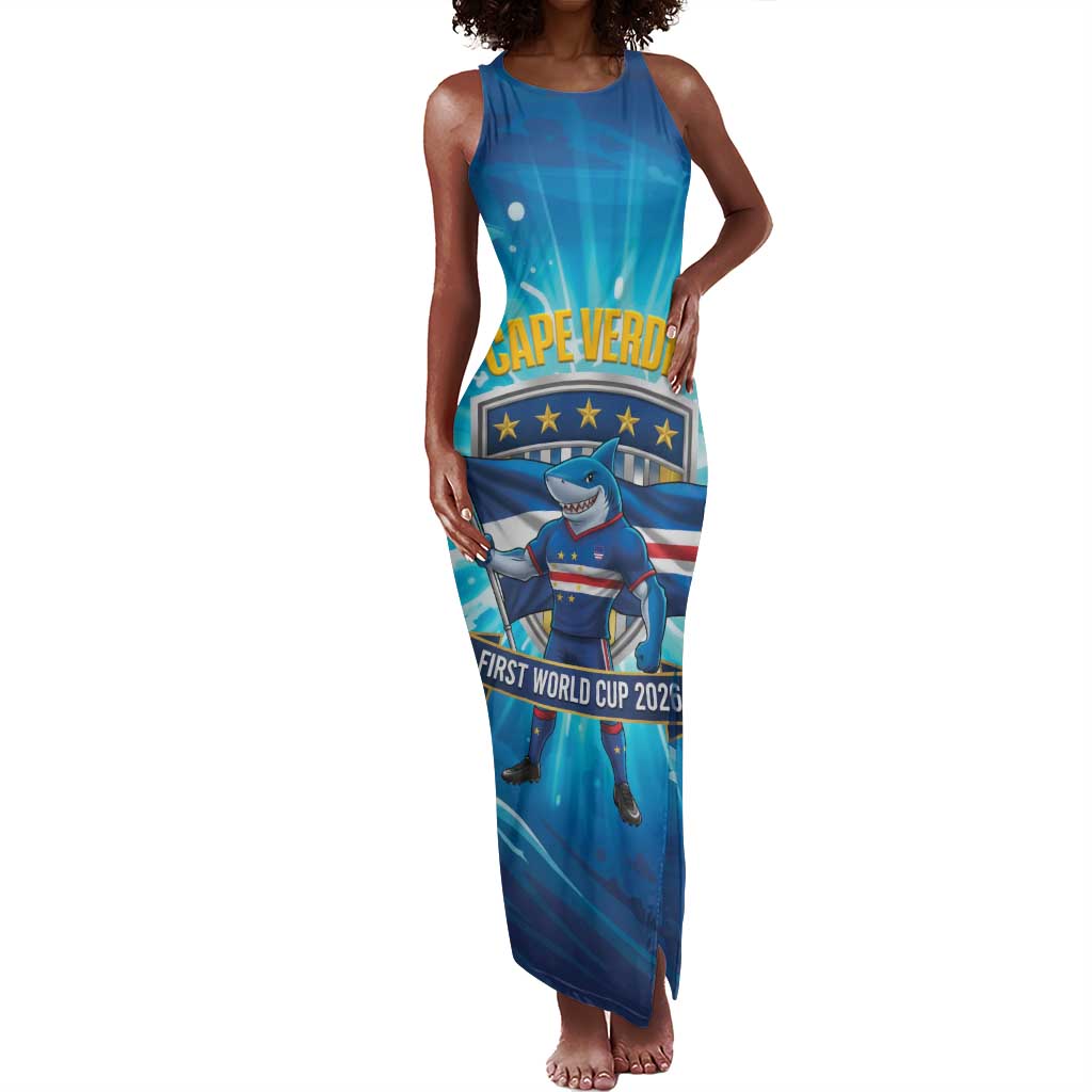 Blue Shark Cape Verde Football Tank Maxi Dress First World Cup 2026 - African Pride