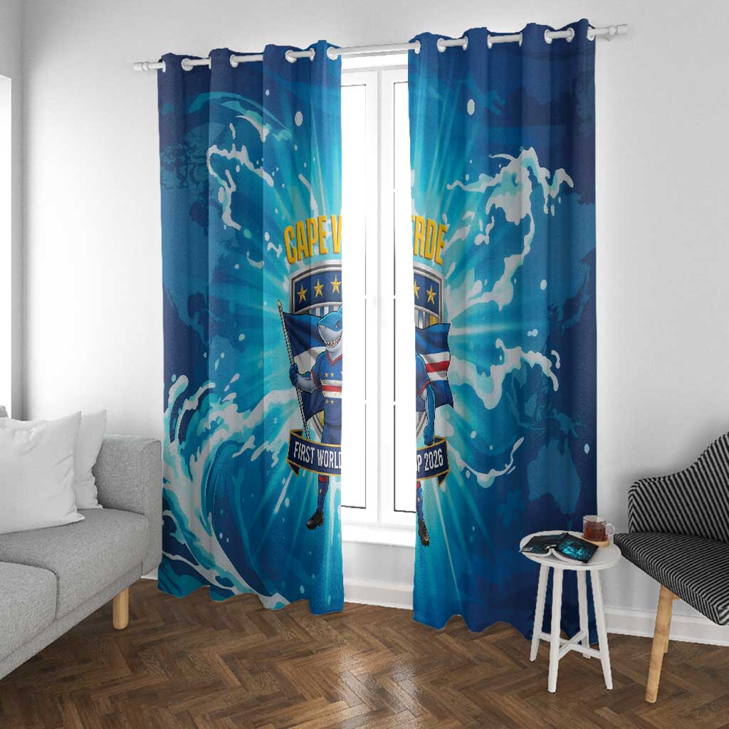 Blue Shark Cape Verde Football Window Curtain First World Cup 2026 - African Pride
