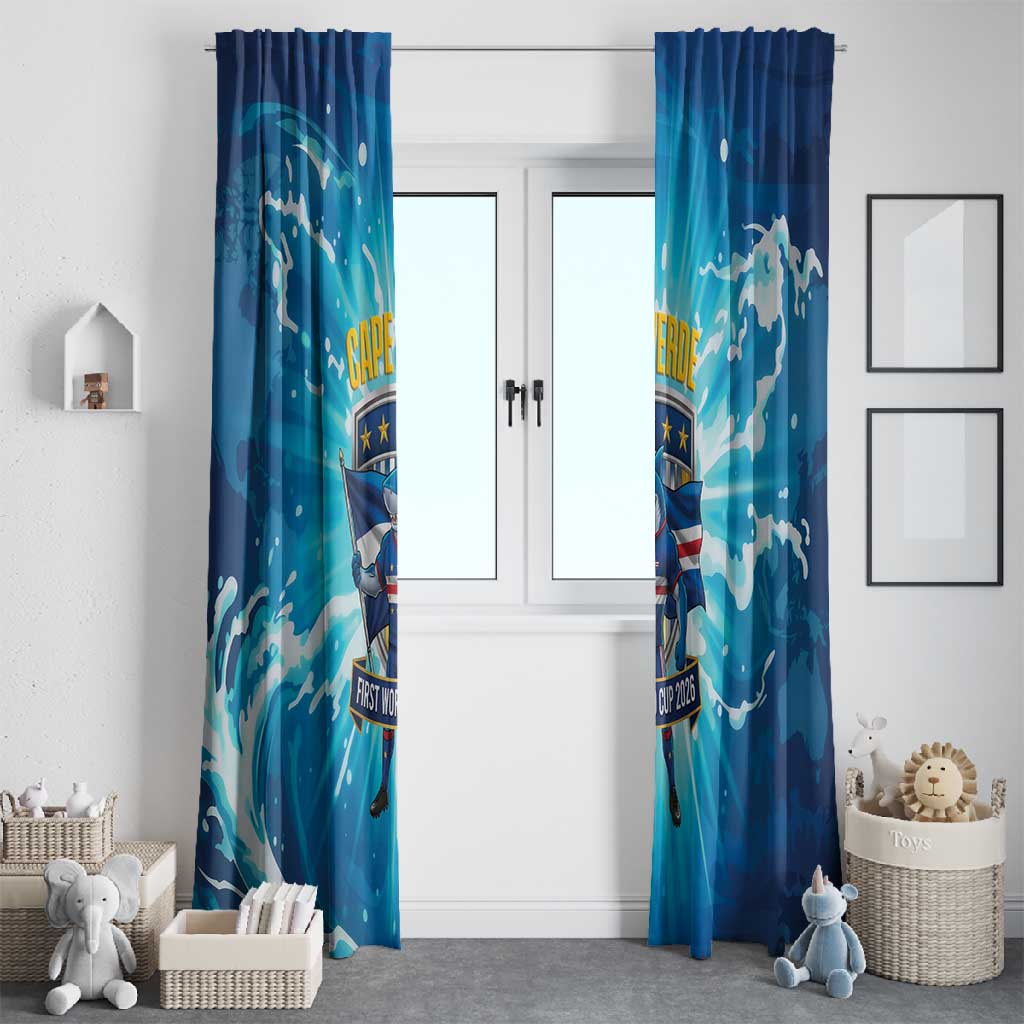 Blue Shark Cape Verde Football Window Curtain First World Cup 2026 - African Pride
