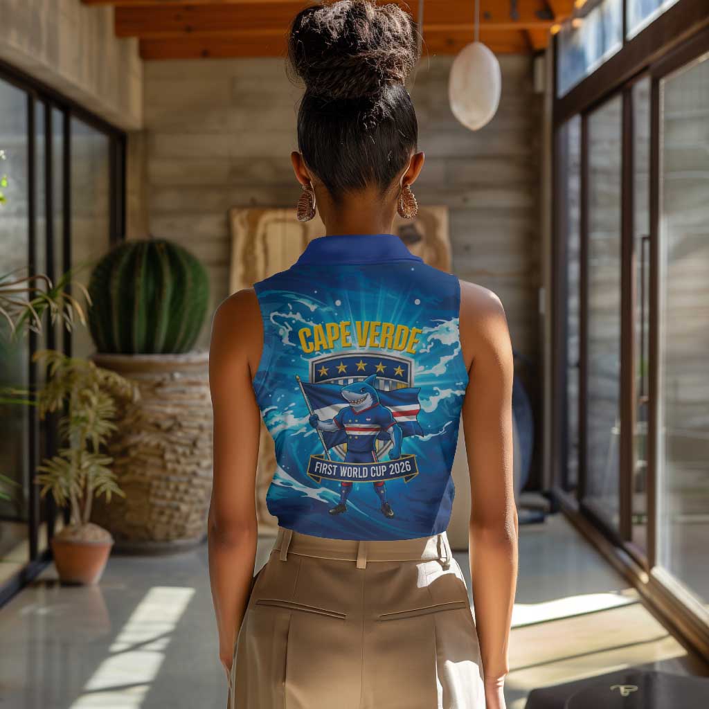Blue Shark Cape Verde Football Women Sleeveless Polo Shirt First World Cup 2026 - African Pride