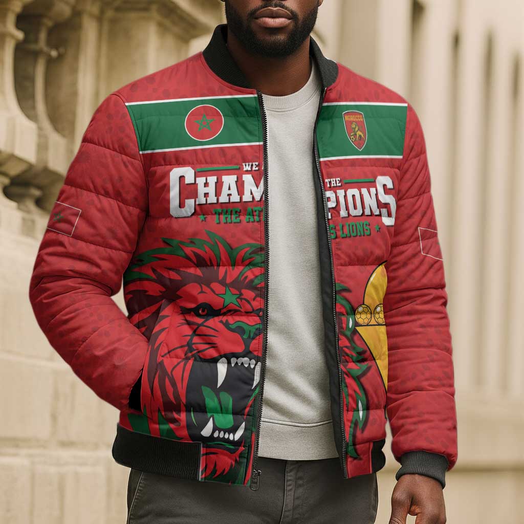 Morocco Champions Football Custom Bomber Puffer Jacket Atlas Lions Rise