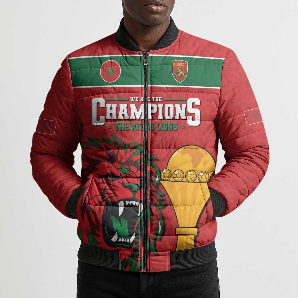Morocco Champions Football Custom Bomber Puffer Jacket Atlas Lions Rise