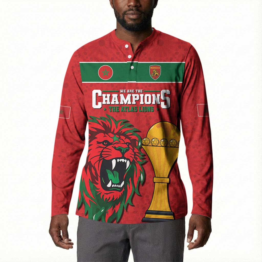 Morocco Champions Football Custom Button Sweatshirt Atlas Lions Rise
