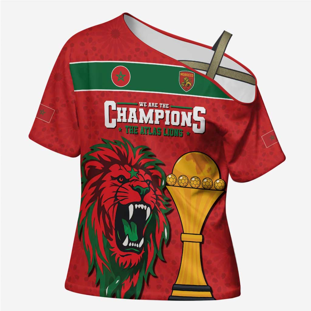 Morocco Champions Football Custom Cross Shoulder Shirt Atlas Lions Rise