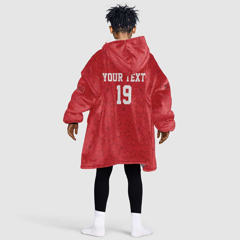 Morocco Champions Football Custom Kid Wearable Blanket Hoodie Atlas Lions Rise