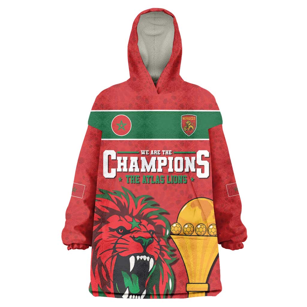 Morocco Champions Football Custom Kid Wearable Blanket Hoodie Atlas Lions Rise