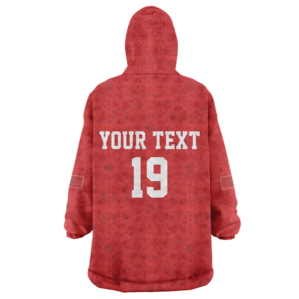 Morocco Champions Football Custom Kid Wearable Blanket Hoodie Atlas Lions Rise