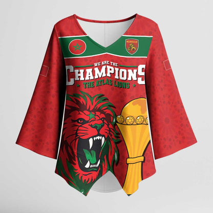 Morocco Champions Football Custom Kimono Sleeve Blouse Atlas Lions Rise