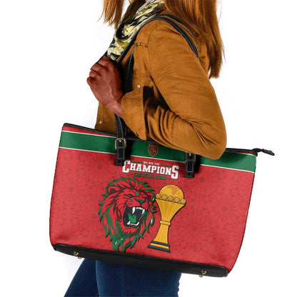 Morocco Champions Football Leather Tote Bag Atlas Lions Rise