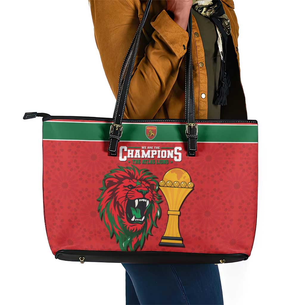 Morocco Champions Football Leather Tote Bag Atlas Lions Rise