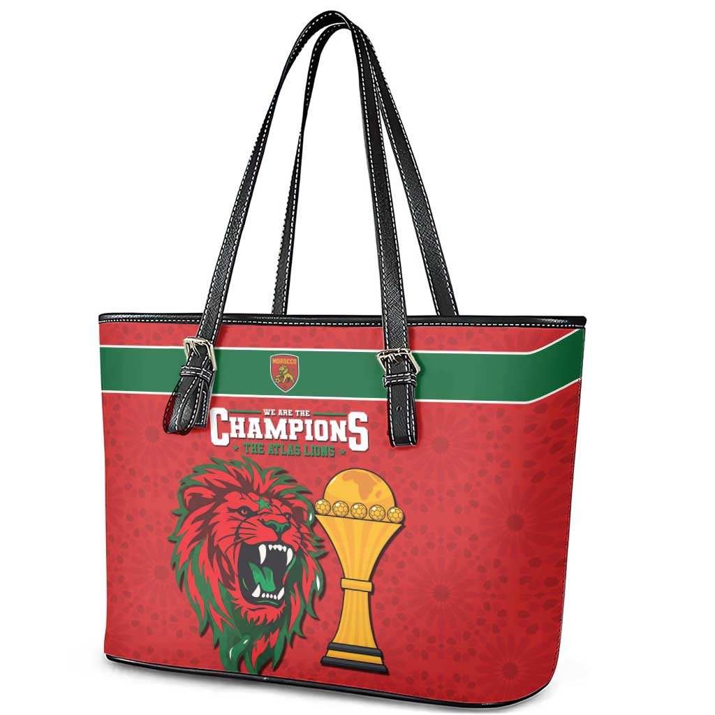 Morocco Champions Football Leather Tote Bag Atlas Lions Rise