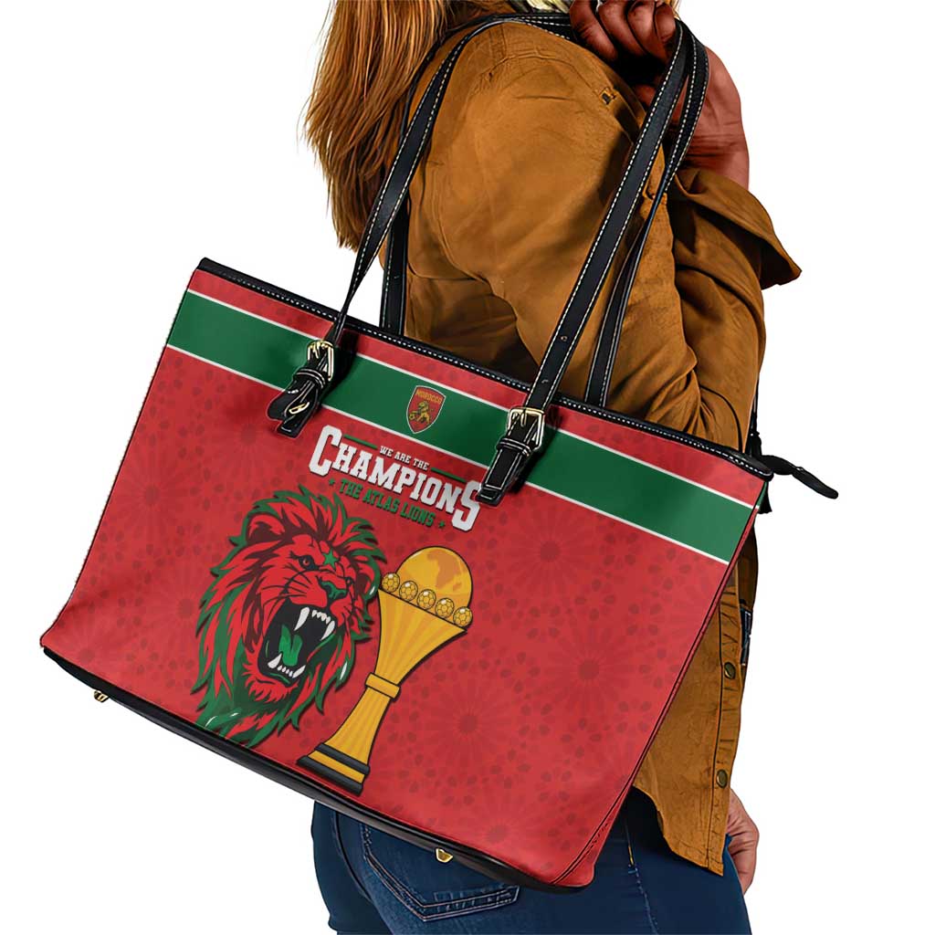 Morocco Champions Football Leather Tote Bag Atlas Lions Rise
