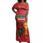 Morocco Champions Football Custom Off Shoulder Maxi Dress Atlas Lions Rise