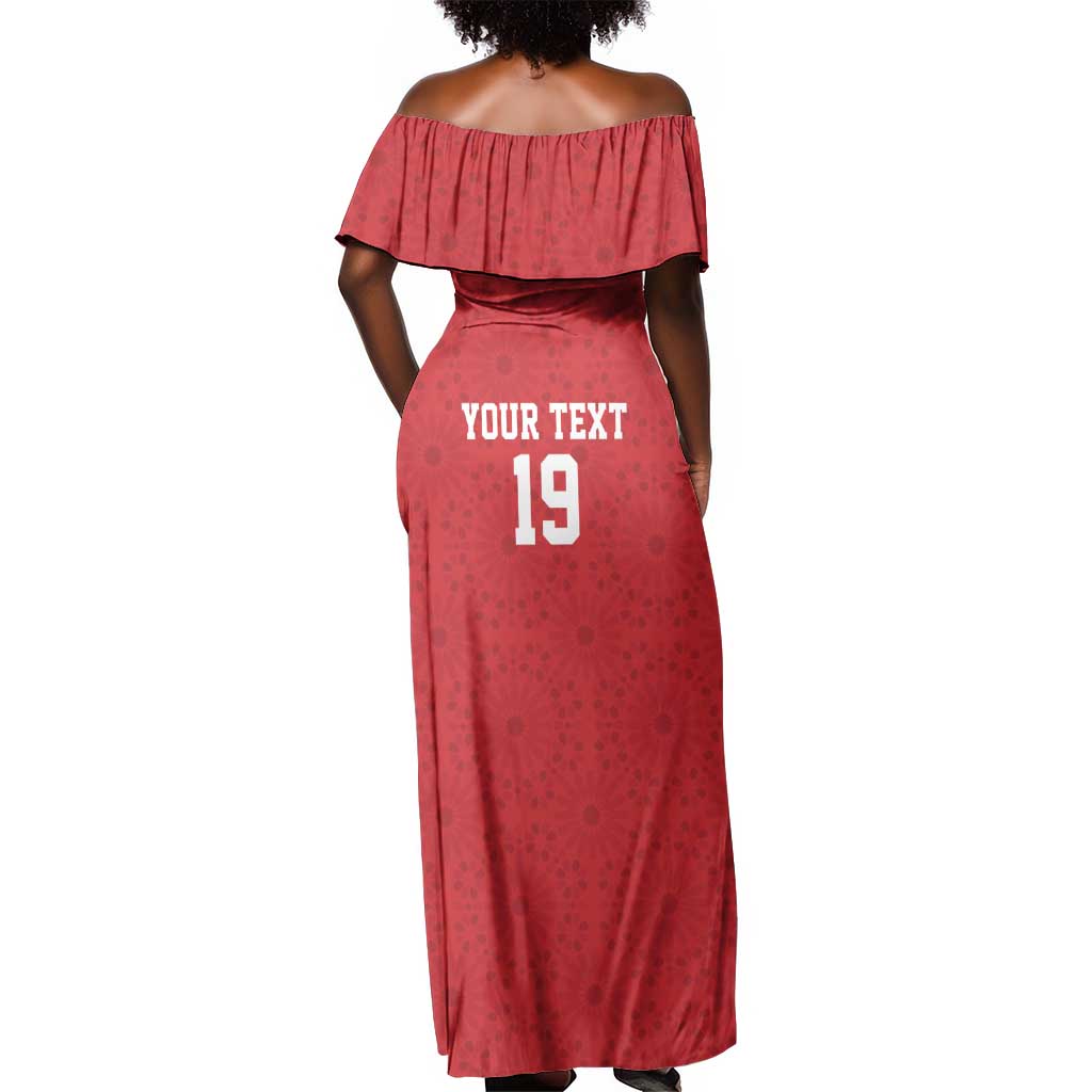 Morocco Champions Football Custom Off Shoulder Maxi Dress Atlas Lions Rise