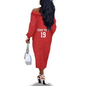 Morocco Champions Football Custom Off The Shoulder Long Sleeve Dress Atlas Lions Rise