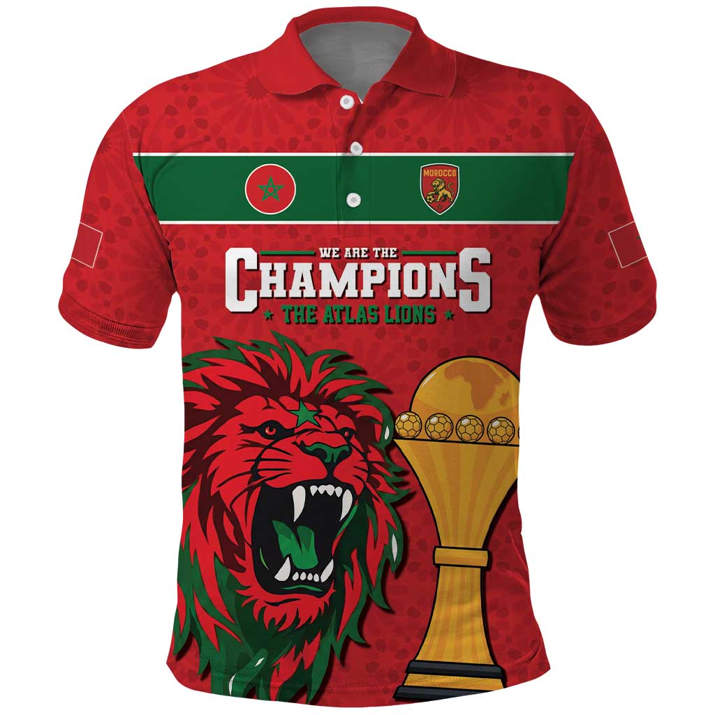 Morocco Champions Football Custom Polo Shirt Atlas Lions Rise
