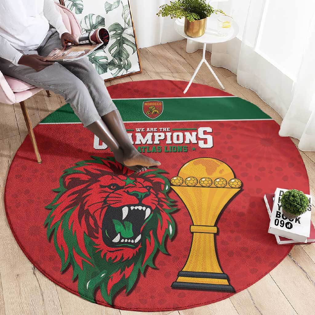 Morocco Champions Football Round Carpet Atlas Lions Rise