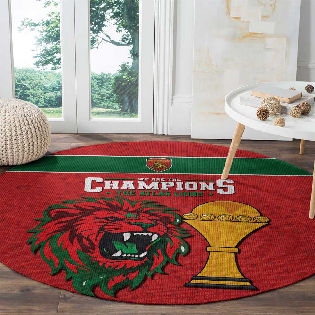 Morocco Champions Football Round Carpet Atlas Lions Rise
