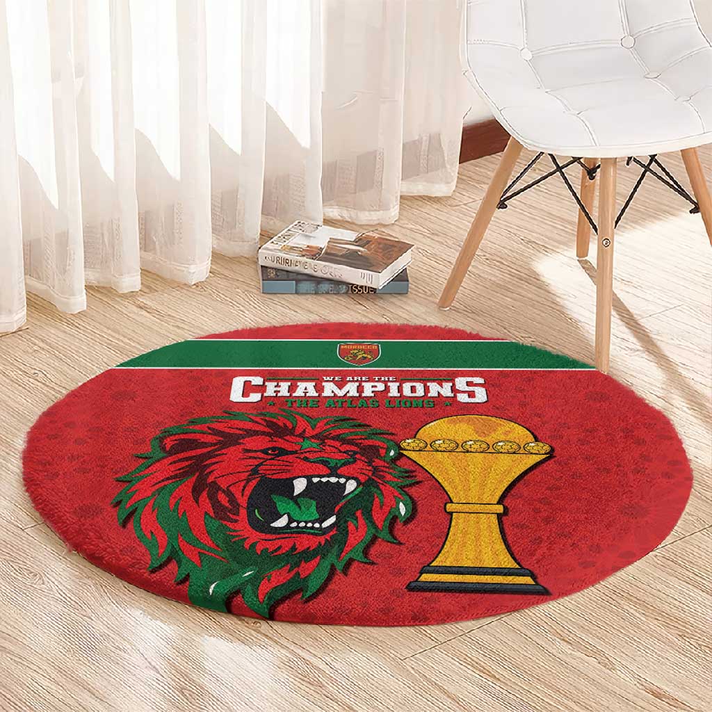 Morocco Champions Football Round Carpet Atlas Lions Rise
