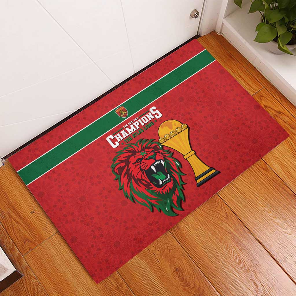 Morocco Champions Football Rubber Doormat Atlas Lions Rise