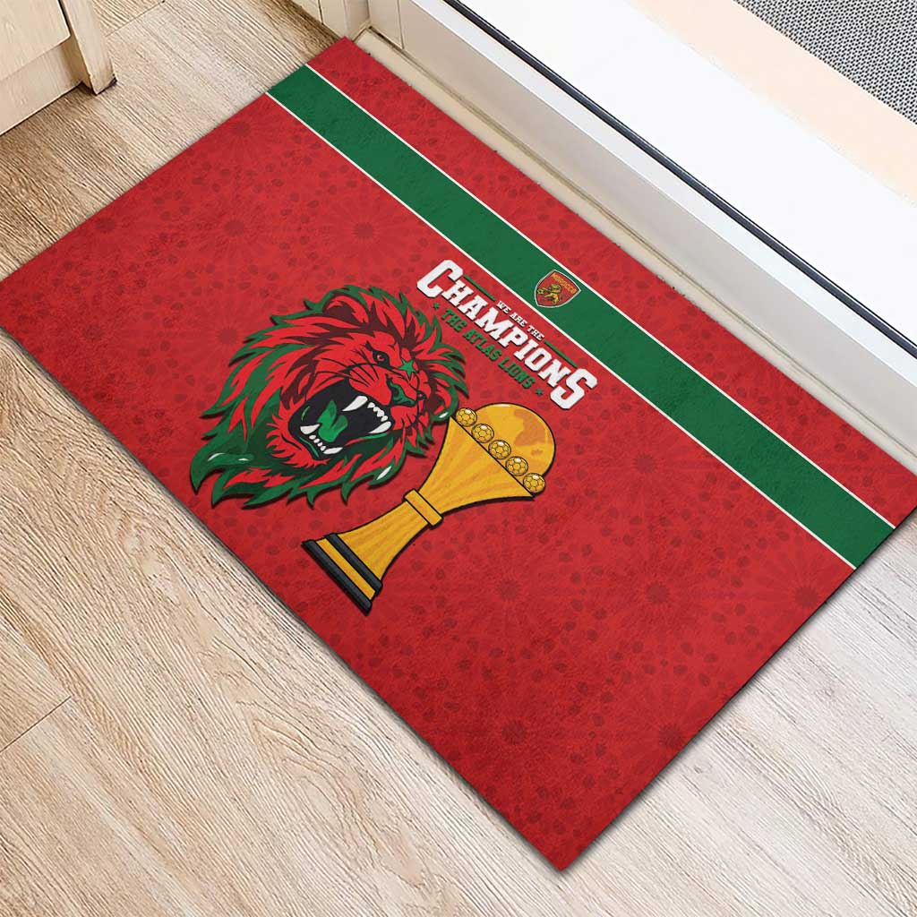 Morocco Champions Football Rubber Doormat Atlas Lions Rise