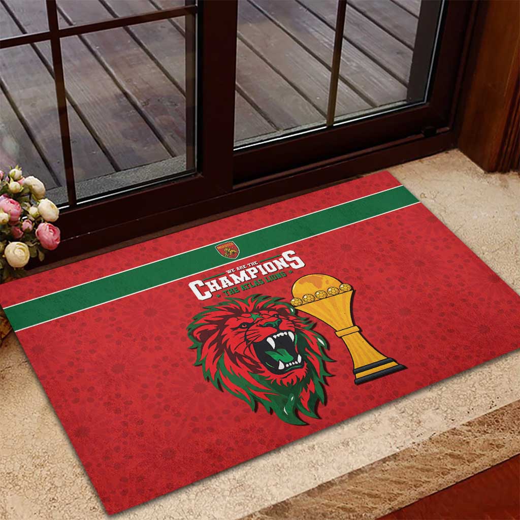 Morocco Champions Football Rubber Doormat Atlas Lions Rise
