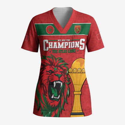 Morocco Champions Football Custom Scrub Top Atlas Lions Rise