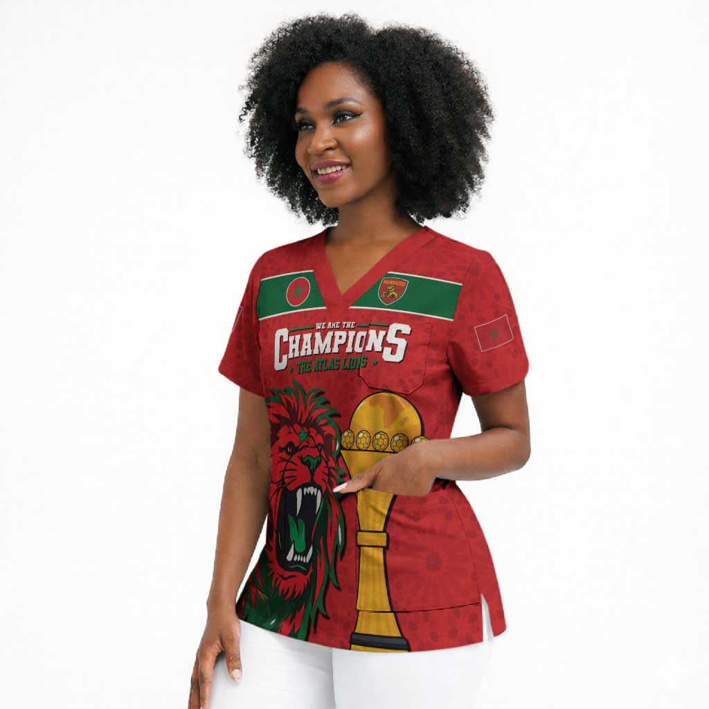 Morocco Champions Football Custom Scrub Top Atlas Lions Rise