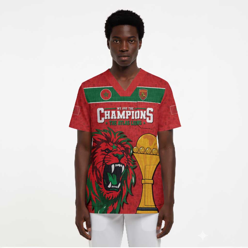 Morocco Champions Football Custom Scrub Top Atlas Lions Rise