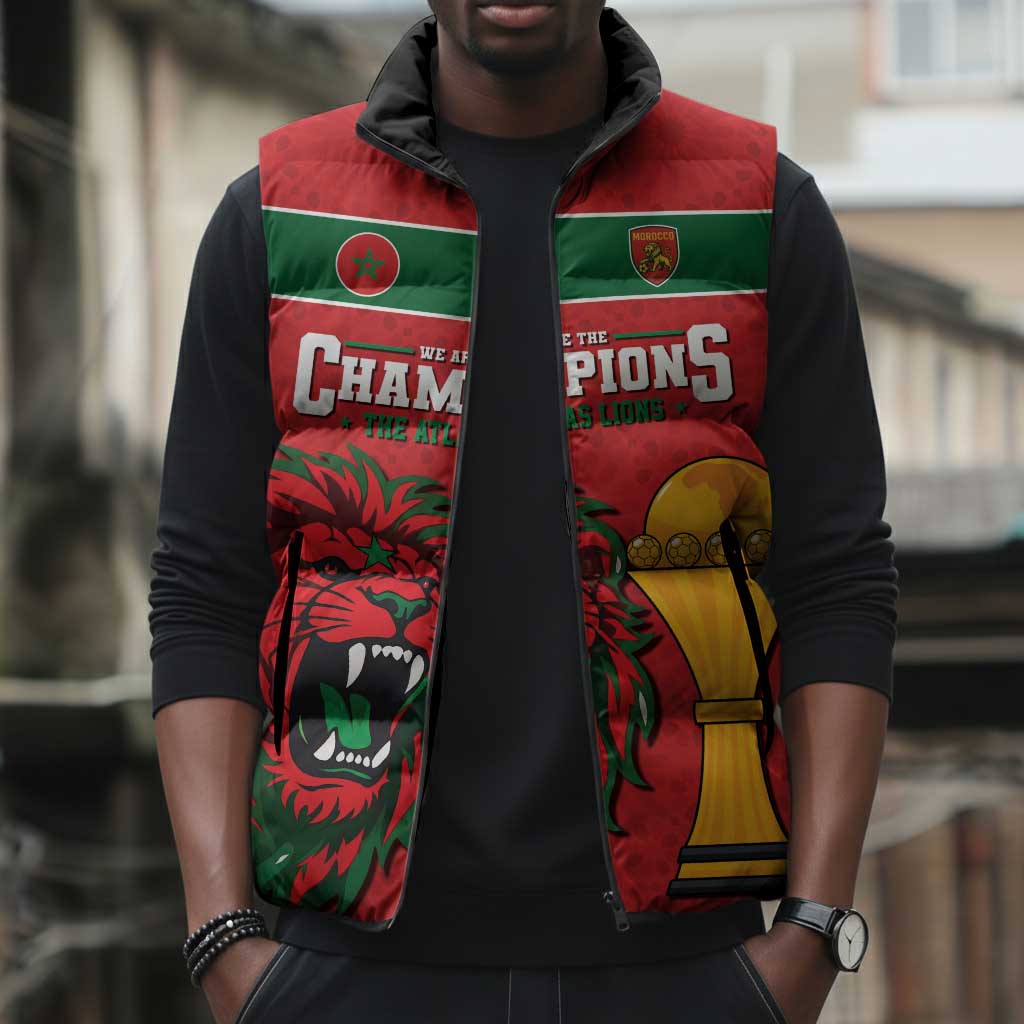 Morocco Champions Football Custom Sleeveless Puffer Jacket Atlas Lions Rise