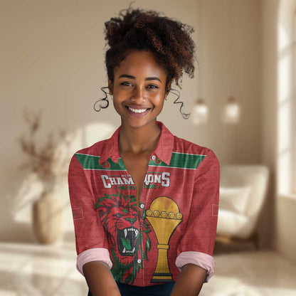 Morocco Champions Football Custom Women Casual Shirt Atlas Lions Rise