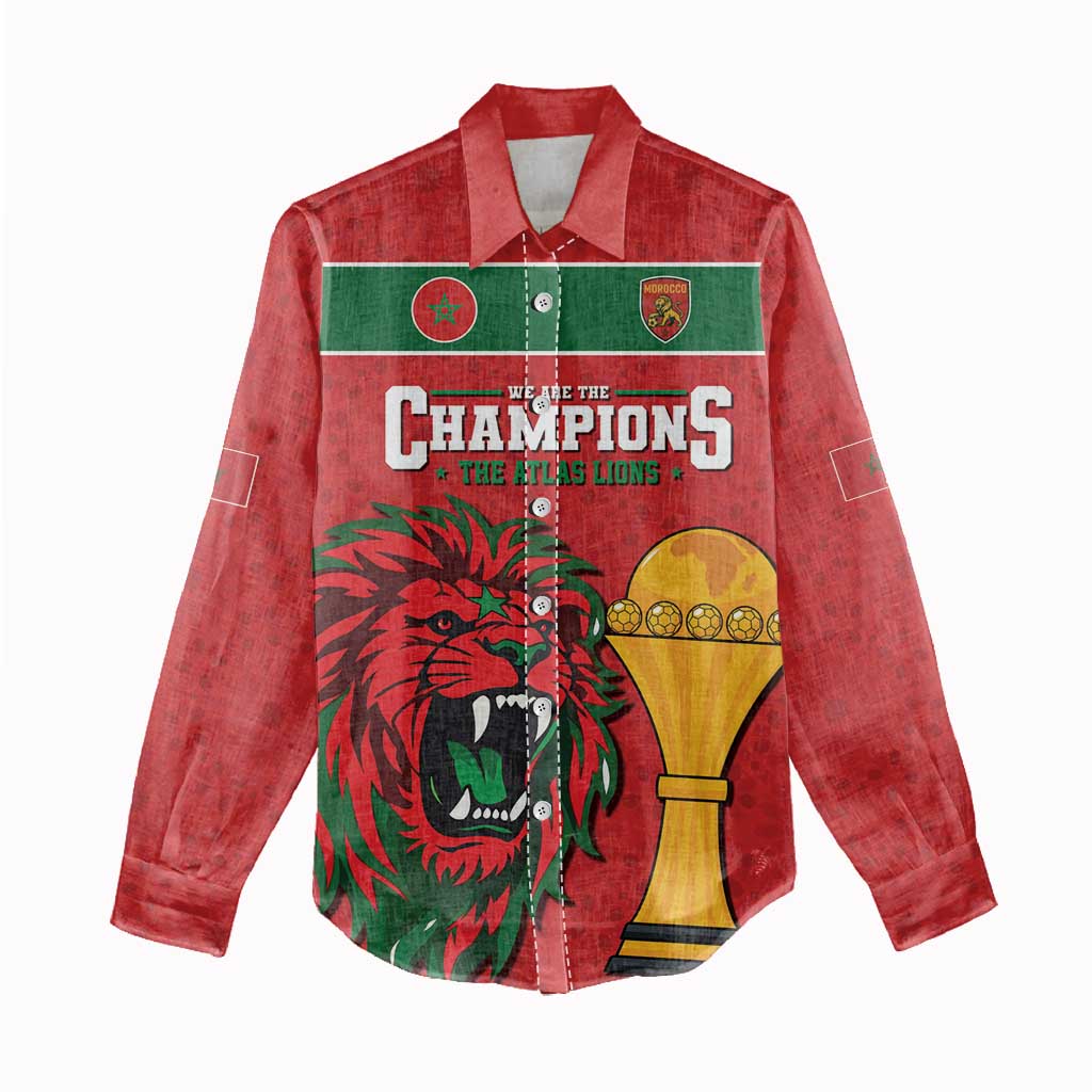 Morocco Champions Football Custom Women Casual Shirt Atlas Lions Rise
