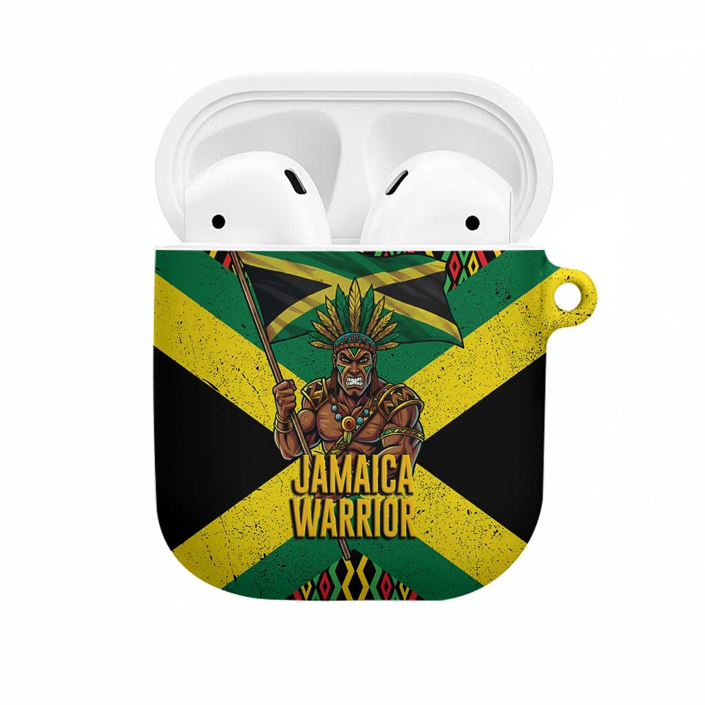 Black Jamaicans Warrior Spirit AirPods Case Tribal Fighter in Reggae Colors