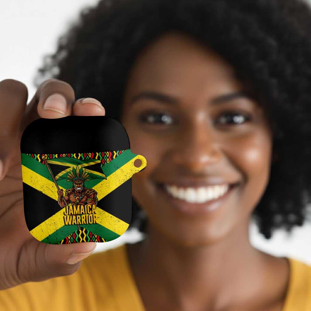 Black Jamaicans Warrior Spirit AirPods Case Tribal Fighter in Reggae Colors