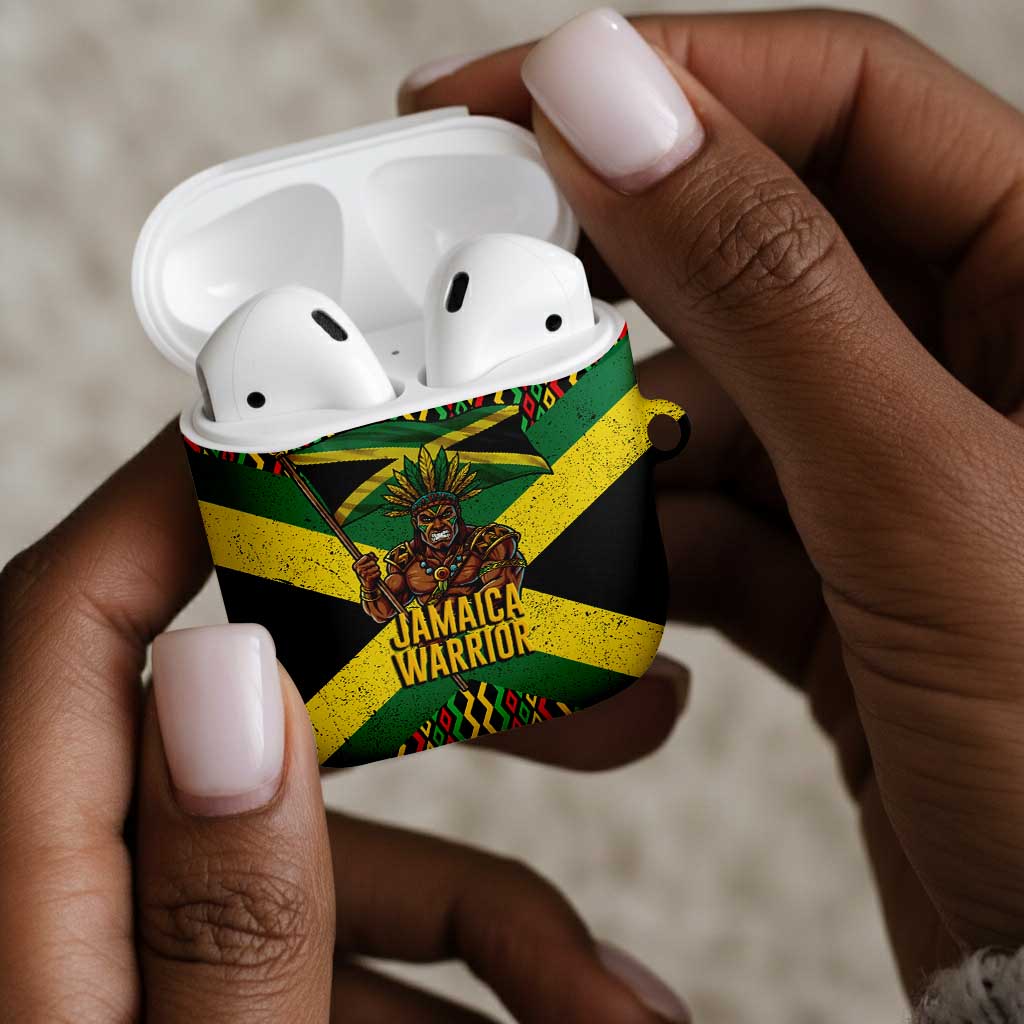 Black Jamaicans Warrior Spirit AirPods Case Tribal Fighter in Reggae Colors
