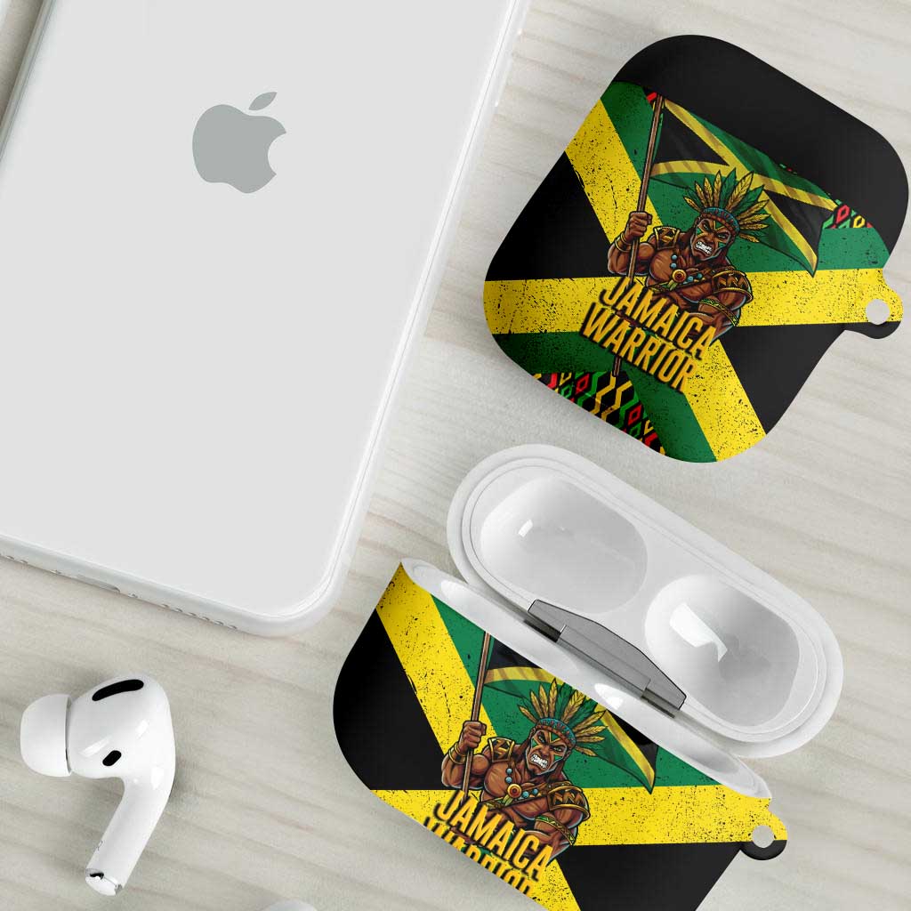 Black Jamaicans Warrior Spirit AirPods Case Tribal Fighter in Reggae Colors