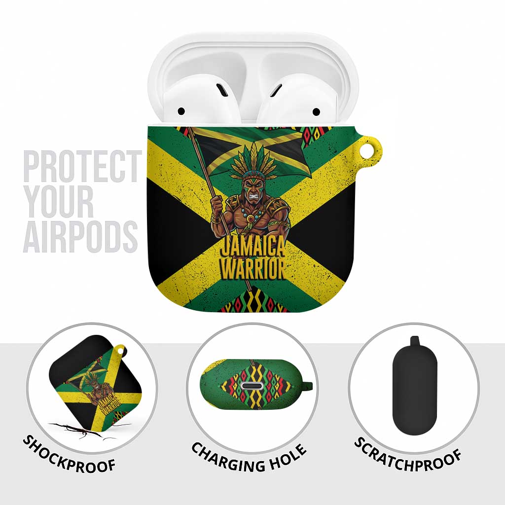 Black Jamaicans Warrior Spirit AirPods Case Tribal Fighter in Reggae Colors